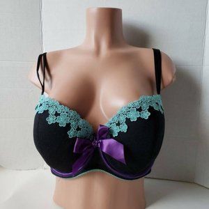Cacique Womens Full Coverage Bra Black Blue  40DD